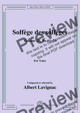 page one of Lavignac-Solfège des solfèges,Volume 2B,No.61-70,for Voice