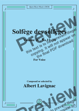 page one of Lavignac-Solfège des solfèges,Volume 2C,No.11-20,for Voice