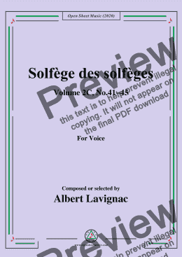 page one of Lavignac-Solfège des solfèges,Volume 2C,No.41-45,for Voice