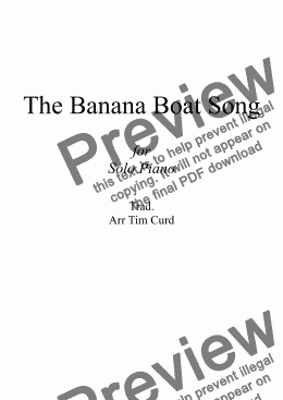 page one of The Banana Boat for Piano Solo