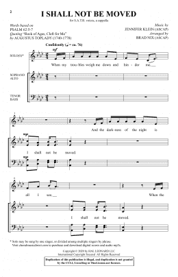 page one of I Shall Not Be Moved (arr. Brad Nix) (SATB Choir)