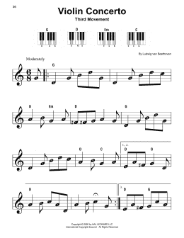 page one of Violin Concerto In D Major, Op. 61 (Super Easy Piano)