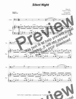 page one of Silent Night (for Cello Solo and Piano)