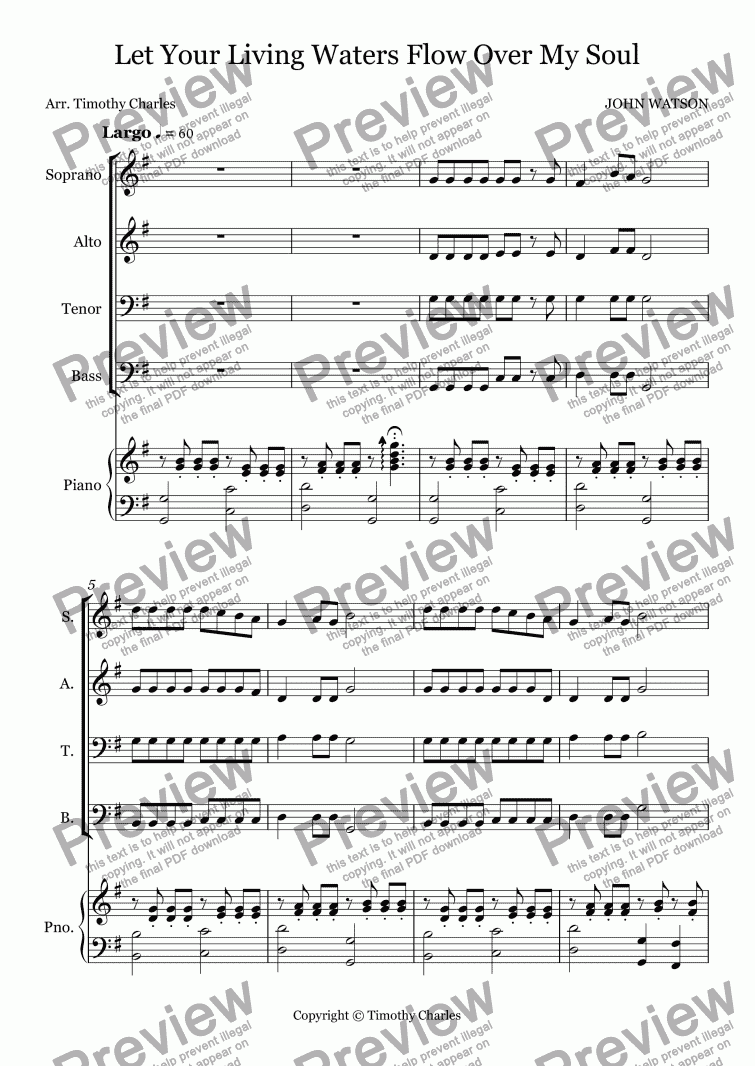 Let Your Living Waters Flow Over My Soul Download Sheet Music Pdf