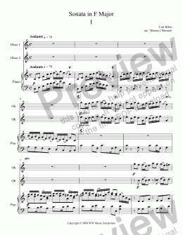 page one of Sonata in C Major for 2 oboes and piano