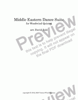 page one of Middle Eastern Dance Suite: 1 & 2 Intro and Der Yid in Yerushalayim (wind quintet)