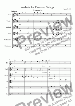 page one of Andante for Flute and Strings