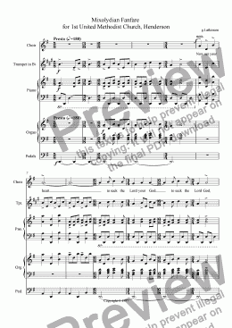 page one of Mixolydian Fanfare for 1st United Methodist Church, Henderson