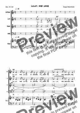page one of Brooks-Davies: Lullay, Mine Lyking (A Carol for Christmas) SATB choir + piano.