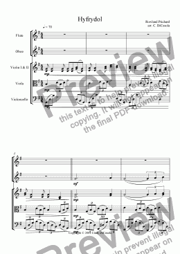 page one of Hyfrydol - String quartet w/woodwinds