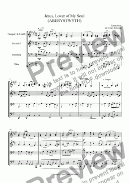 page one of Jesus, Lover of My Soul - Brass Quintet