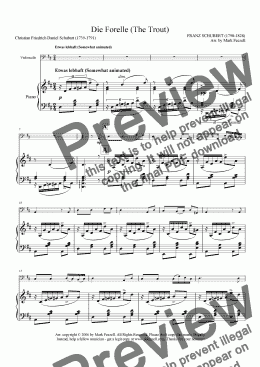 page one of Schubert, Franz: Die Forelle (The Trout), arrangement for Cello solo and piano