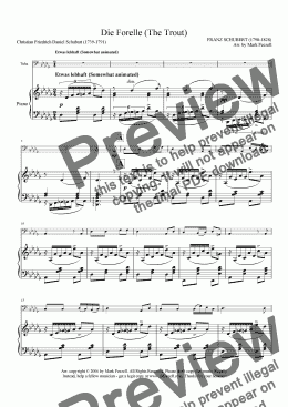 page one of Schubert, Franz: Die Forelle (The Trout), arrangement for Tuba solo and piano