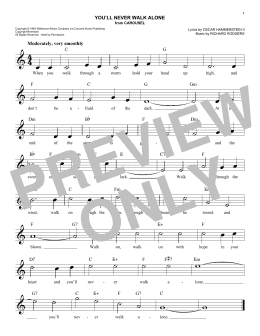 page one of You'll Never Walk Alone (from Carousel) (Easy Lead Sheet / Fake Book)