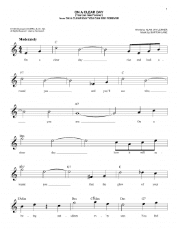 page one of On A Clear Day (You Can See Forever) (Easy Lead Sheet / Fake Book)