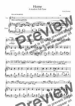 page one of "Home" A Modern Folk Tune for Flute and Piano-Intermediate