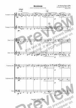 page one of Nimrod (from The Enigma Variations)  - Brass Group (Septet)