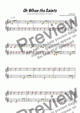 page one of Oh When the Saints (Boomwhacker duet)