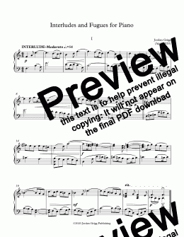 page one of Interludes and Fugues for Piano - Full Score