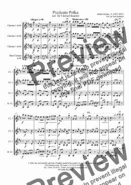 page one of Pizzicato Polka (arr. for Clarinet Quartet)