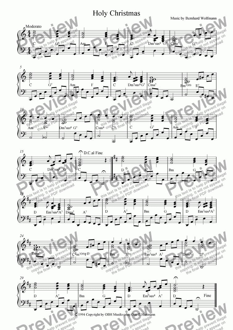 Holy Christmas - Download Sheet Music PDF file