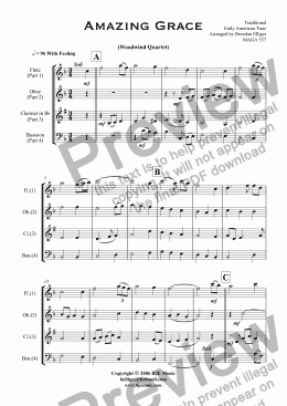 page one of Amazing Grace - Woodwind Quartet