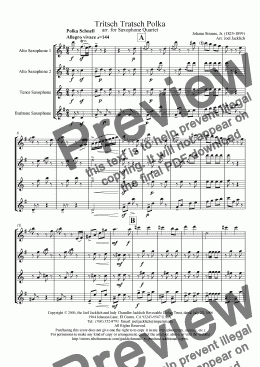 page one of Tritsch Tratsch Polka (Sax Quartet)