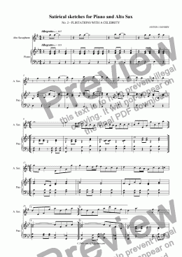 page one of Satirical Sketches for Piano & Alto Sax, No 2 - Flirtations with a Celebrity