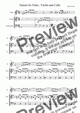 page one of Sunset for Flute , Violin and Cello