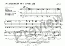 page one of I will raise him up at the last day (organ) [2006]