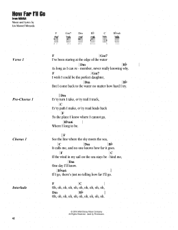 page one of How Far I'll Go (from Moana) (Ukulele Chords/Lyrics)