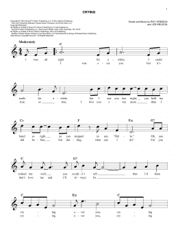 page one of Crying (Easy Lead Sheet / Fake Book)