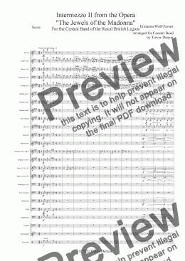 page one of Intermezzo 2 (Jewels of the Madonna) Wolf-Ferrari - Score - Concert Band