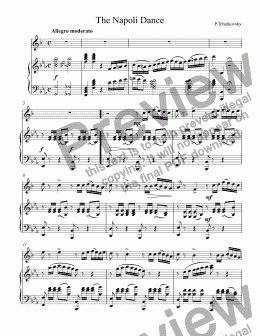 page one of Tchaikovsky, Pyotr - Neapolitan Dance (Swan Lake Ballet) - for trumpet Bb & piano