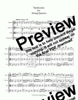 page one of Tambourin for String Quartet - Score and parts