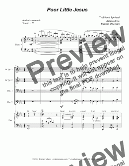 page one of Poor Little Jesus (for Brass Quartet and Piano - Alternate Version)