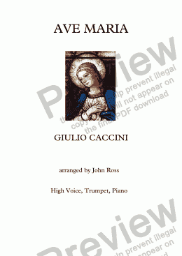 page one of Ave Maria (Caccini) (High voice, Trumpet, Piano)