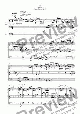 page one of Toccata from Suite No 1 for Organ (4th movement)