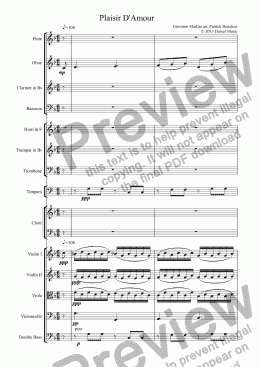 page one of Plaisir D’Amour - Martini (SATB + Orchestra)