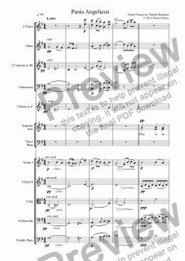 page one of  Panis Angelicus by Cesar Franck for Choir and Orchestra