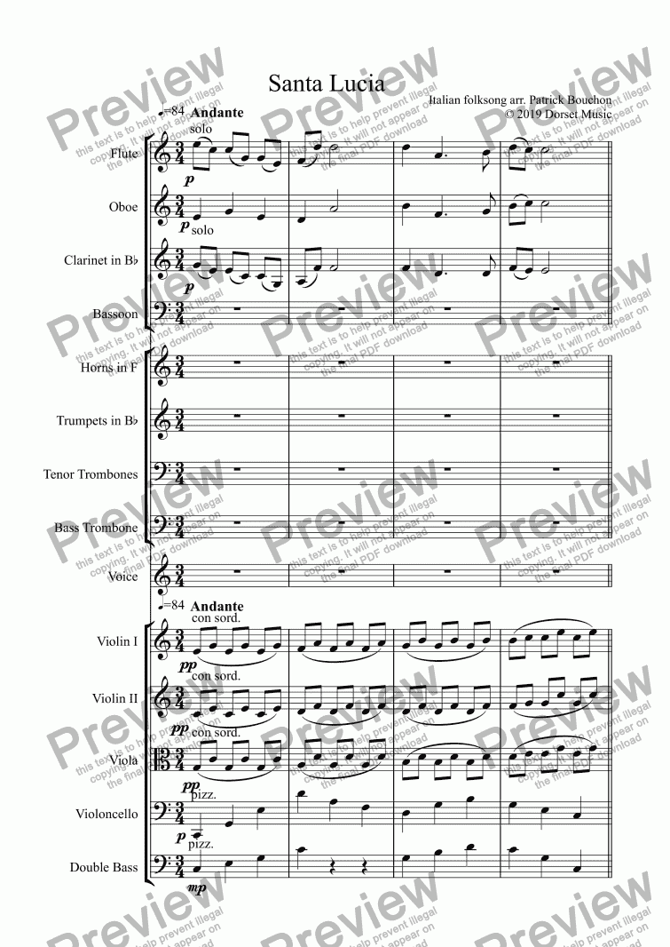 Santa Lucia For Voice And Orchestra Download Sheet Music Pdf File