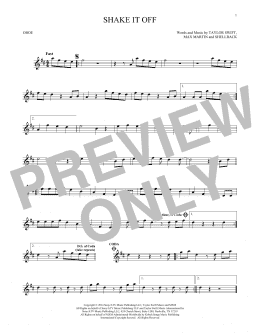 page one of Shake It Off (Oboe Solo)