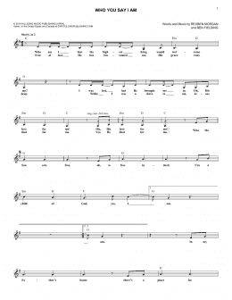 page one of Who You Say I Am (Lead Sheet / Fake Book)