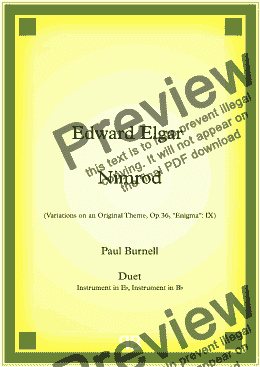 page one of Nimrod, arranged for duet: instruments in Eb and Bb - Score and Parts