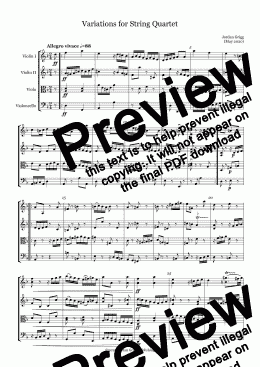 page one of Variations for String Quartet - Score and parts