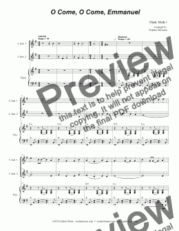 page one of O Come, O Come, Emmanuel (Duet for C-Instruments)