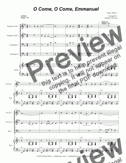 page one of O Come, O Come, Emmanuel (for Brass Quartet and Piano - Alternate Version)