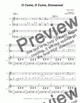 page one of O Come, O Come, Emmanuel (Duet for Violin and Cello)