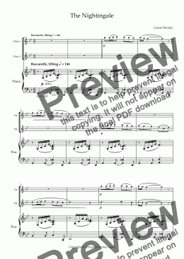 page one of "The Nightingale" Flute Duet and Piano