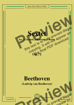 page one of Beethoven-Sextet in E flat Major,Op.71,for Winds